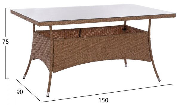 Градински трапезен комплект КГ11713.02 с маса 150x90x75 см