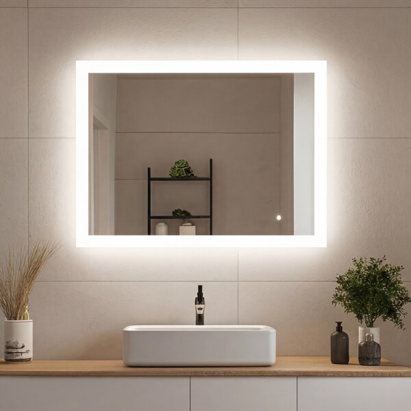 Правоъгълно огледало за баня с LED осветление 80x60 см c Dual color, Сензорен превключвател