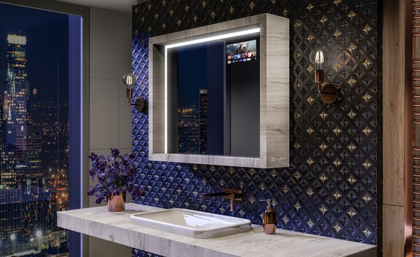 LED огледало за баня с рамка WoodenFrame в цвят Дъб Oslo