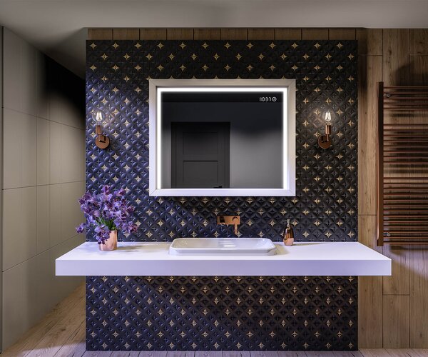LED огледало за баня с рамка WoodenFrame в цвят Дъб Oslo
