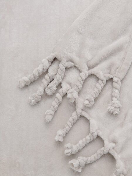Sinsay - Одеяло с ресни - Светло сиво