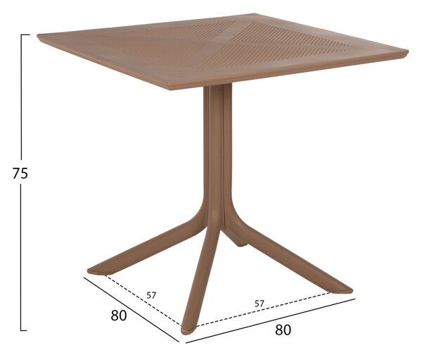 Външен трапезен комплект 3бр CLEO с маса 80x80x75 в капучино