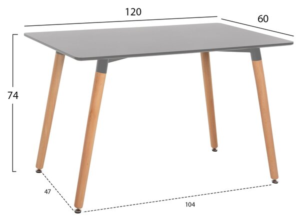 Трапезна маса ТОНИ сив-естествен цвят 120Χ60X74см