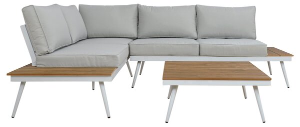 Градински комплект SABINE-сив-бял 177.5x243x80 с маса 76 x 77.5 x 33 см
