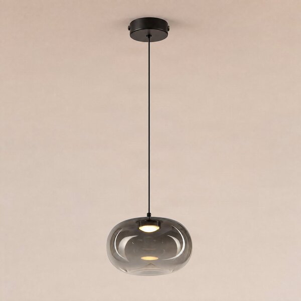 Milagro Lighting LED висяща лампа „Vaso“, димно сива, Ø 18 см, стъкло, Сив, Дневна/трапезария, Стъкло, Модерен