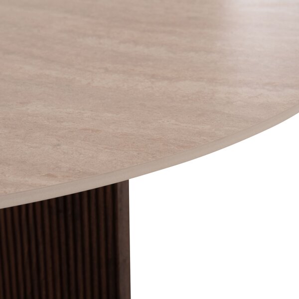 Кръгла трапезна маса SKY керамичен плот от травертин Ф120x76см