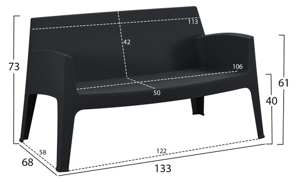 Комплект за отдих от 4 части SLEEK черен полипропилен