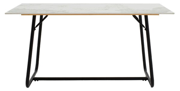 Трапезна маса REVELLO синтерован камък бял мрамор-метал черен150x90x75cm