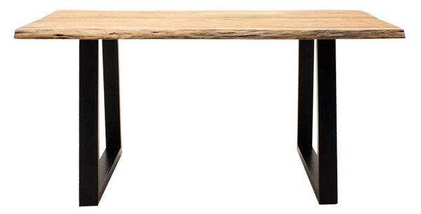 Маса MILES Slim масивно акациево дърво в естествен нюанс с черни метални крака 180x90x76cm
