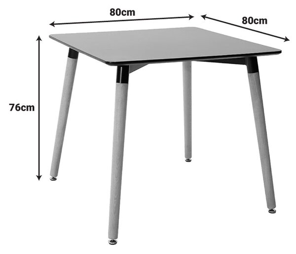 Трапезна маса NATALI mdf плот черен-естествени крака 80x80x76см