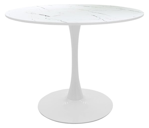 Mаса mdf BALOU в бяло с мраморна визия d120x76см