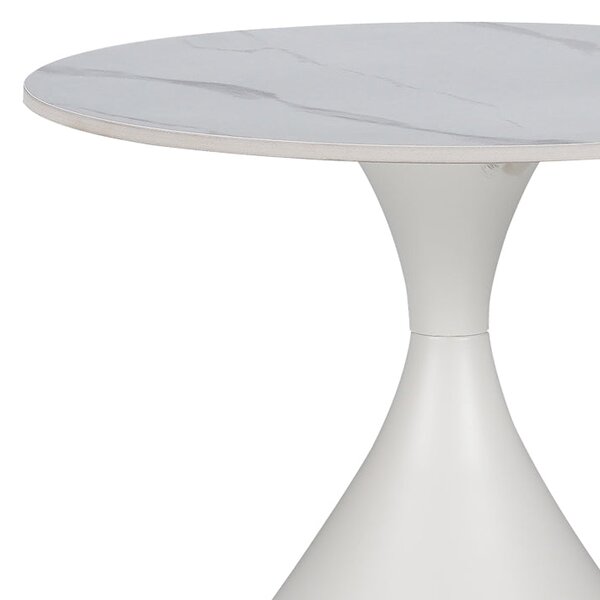 Помощна маса KIRKENE бял мрамор цвят синтерован камък и бял метал d50x50см