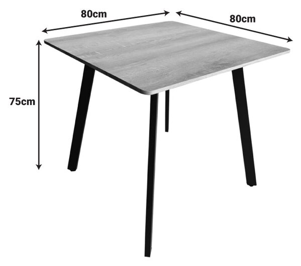 Маса SQUARO sonoma mdf с бели метални крака 80x80x75см