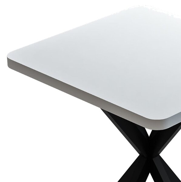 Меламинова маса трапезна PRESTONE в бял нюанс и черен метален крак 70x70x75см