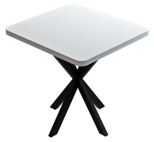 Меламинова маса трапезна PRESTONE в бял нюанс и черен метален крак 70x70x75см