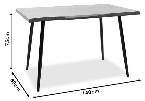 Трапезна маса NEVE MDF орех - метални черни крака 140x80x75см