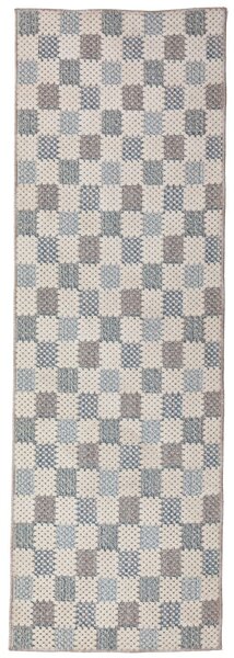 Covor traversa Muted Checkerboard Albastru 80x230 cm