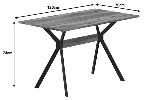 Маса LALUKA с черни метални крака в нюанс орех 120x70x74см