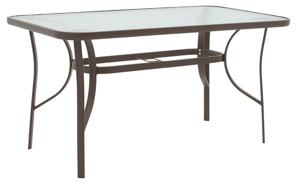 Градински комплект ENSURE-CALAN 5бр метал-стъкло кафяв с маса 140x80x70см