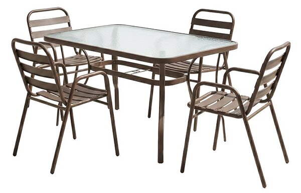 Градински комплект ENSURE-SUSSIE 5бр метална в кафяв нюанс 140x80x70см