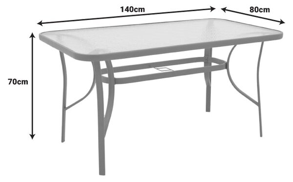 Трапезна маса и столове ENSURE-OBBI 5бр метал-стъкло в черен цвят 140x80x70см