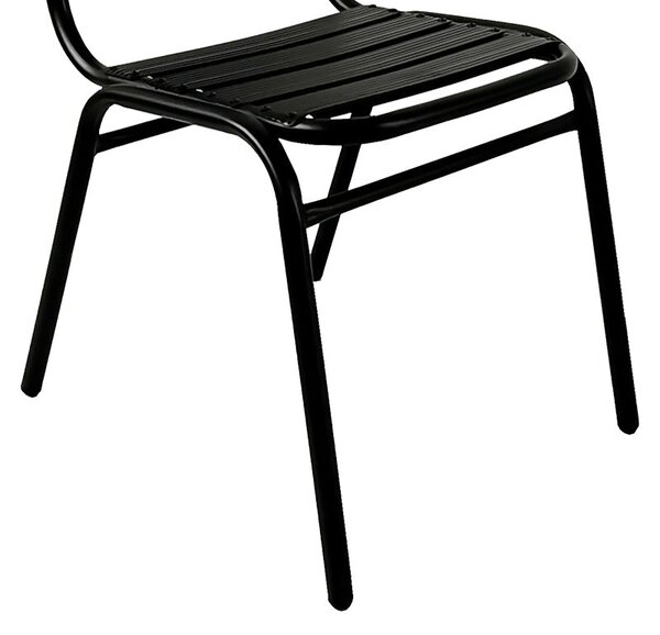 Трапезен комплект SUSSIE-ENSURE 7бр метал-стъкло в черен цвят 140x80x70см
