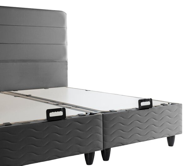 Двойно легло LINTEDA с място за съхранение антрацит кадифе 160x200см
