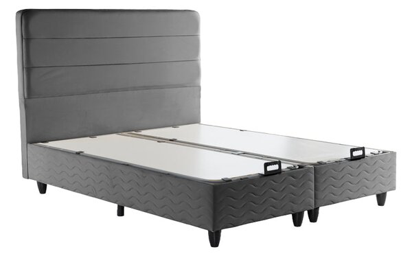 Двойно легло LINTEDA с място за съхранение антрацит кадифе 160x200см
