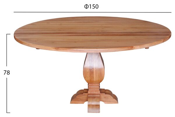 Кръгла маса от тиково дърво VEDU с резбовани крака φ150x78см