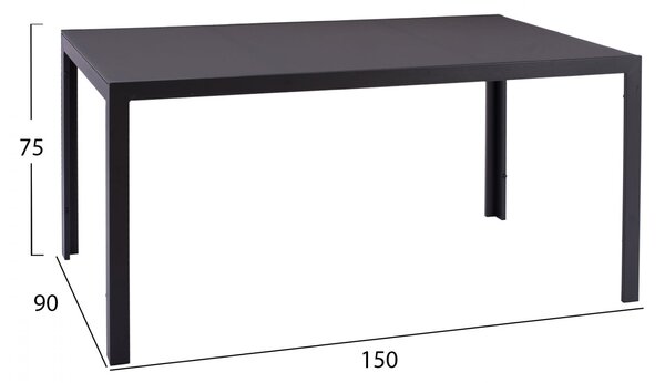 Комплект за трапезария 7 части сива маса 150x90 и столове с въже КГ11527.01
