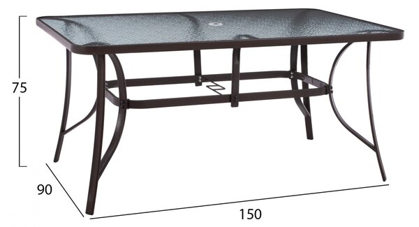 Комплект за трапезария 7 части с маса 150x90 и сгъваем кафяв стол КГ11489