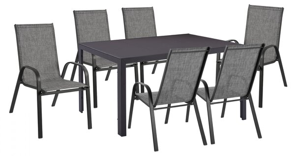 Комплект за трапезария от 7 части, сива маса 150x90 и сиви столове КГ11520.01