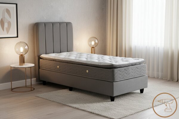 Единично легло LUNDA антрацит кадифе 90x200см