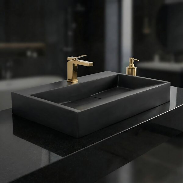 Умивалник мраморен композит Rea GOYA BLACK MAT 50CM