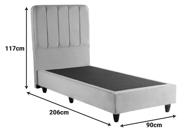 Единично легло LUNDA антрацит кадифе 90x200см