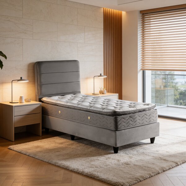 Единично легло LINTEDA антрацит кадифе 90x200см
