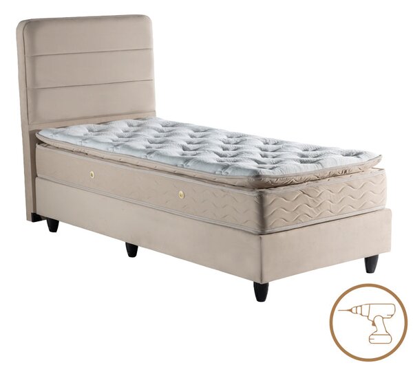 Единично легло LINTEDA кремаво кадифе 90x200см