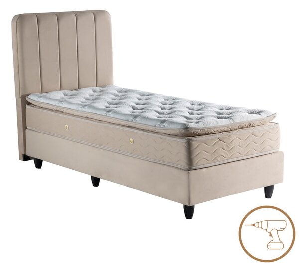 Единично легло LUNDA кремаво кадифе 90x200см