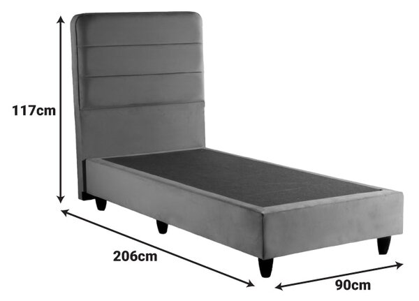Единично легло LINTEDA кремаво кадифе 90x200см