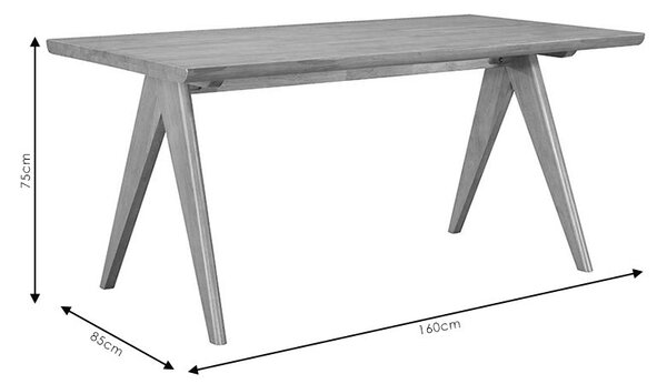 Трапезна маса WINSLOW каучуково дърво светъл орех 160x85x75см