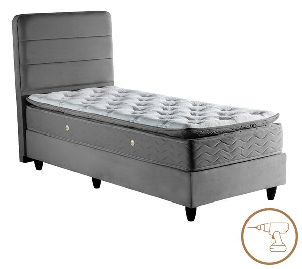 Единично легло LINTEDA антрацит кадифе 90x200см