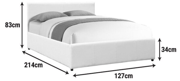 Легло DELLIA с място за съхранение pu бяло 120x200см