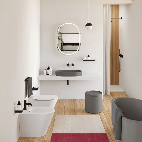 Умивалник МРАМОРЕН КОМПОЗИТ Rea IRIS 71 CM GREY MATT