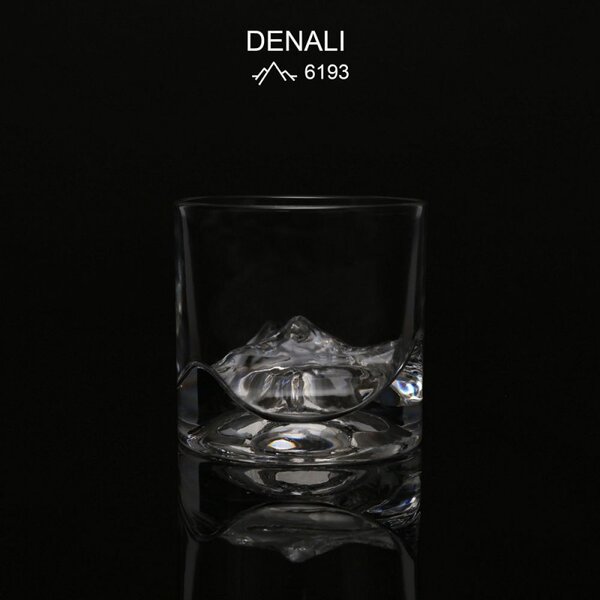 Комплект чаши за уиски LIITON 1006970 Denali, 230 мл, 2 бр, Удебелени стени, 3D дъно с форма на Връх Денали, Прозрачен