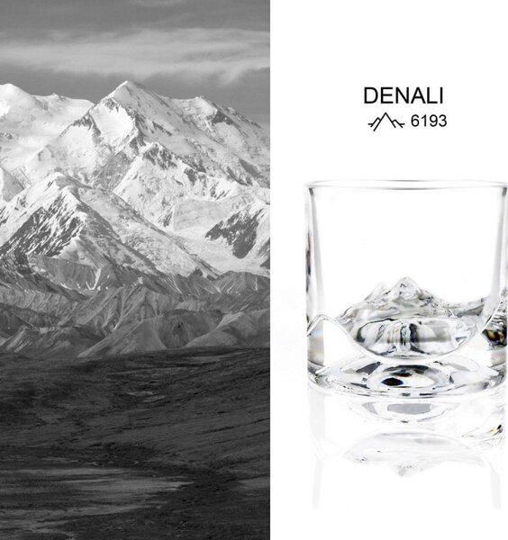 Комплект чаши за уиски LIITON 1006970 Denali, 230 мл, 2 бр, Удебелени стени, 3D дъно с форма на Връх Денали, Прозрачен