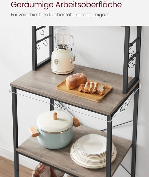 Кухненски рафт Greige Vasagle 40 x 60 x 167 см