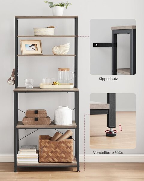 Кухненски рафт Greige Vasagle 40 x 60 x 167 см