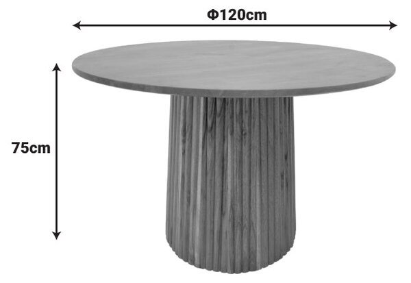 Маса TULLY масивно акациево дърво в нюанс орех d120x75см