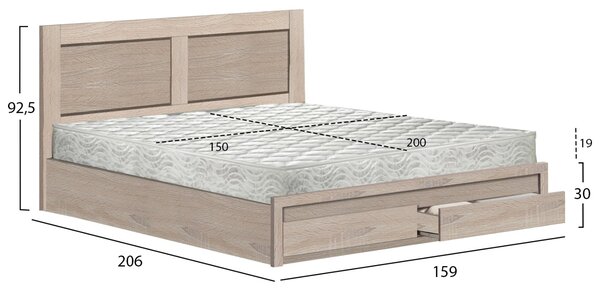 Двойно легло CAPRI сонома цвят 150x200cм