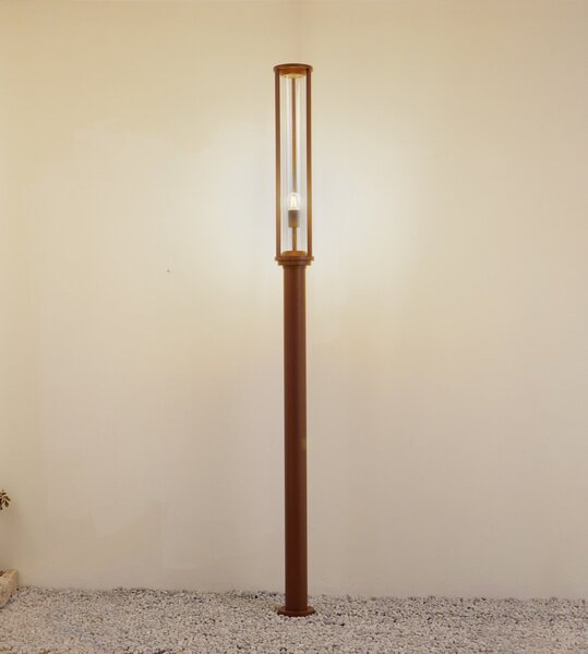 Lucande външна лампа Alivaro, ръждиво, 220 cm, E27, IP65, Затъмняване, Кафяв / ръждив, Алуминий, Модерен